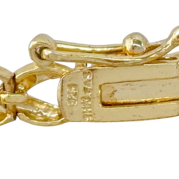 Estate Gold-Tone Sterling Silver 925 Diamond Heart Link Bracelet 7.5" - Picture 5 of 9